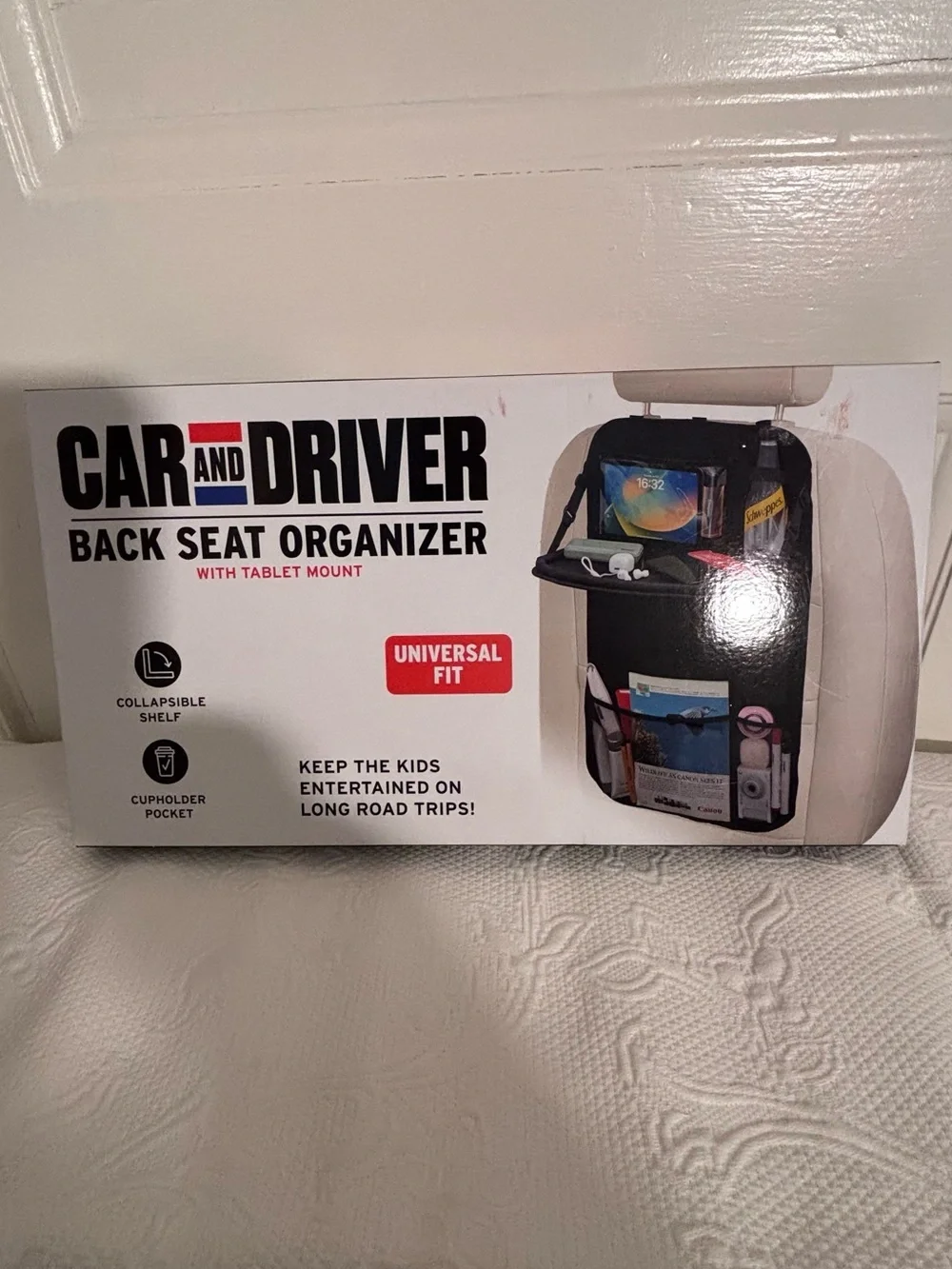 Car and Driver Black Back Seat Organizer with Tablet Mount